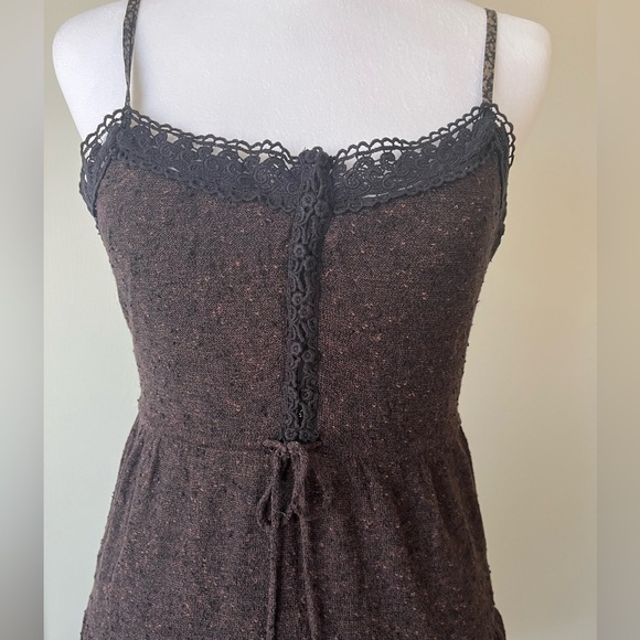 Free People Brown Textured Tiered Stretch Sundress Adjustable Straps Size S - Picture 2 of 5